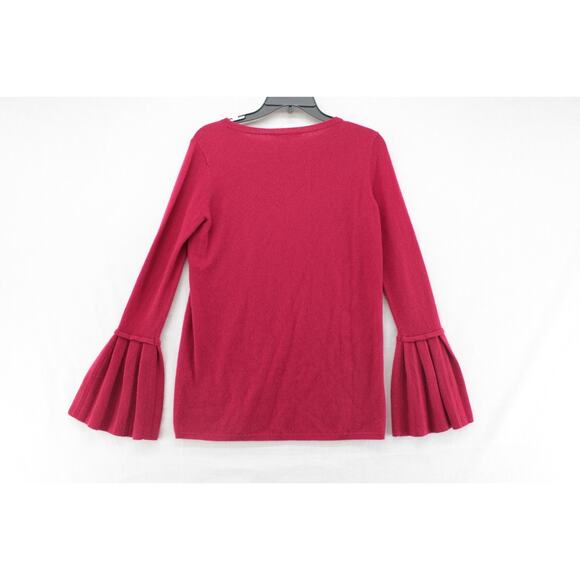 Neiman Marcus 100% Cashmere Sweater Women's Small Red Bell Sleeve Cozy Luxury - Picture 4 of 8